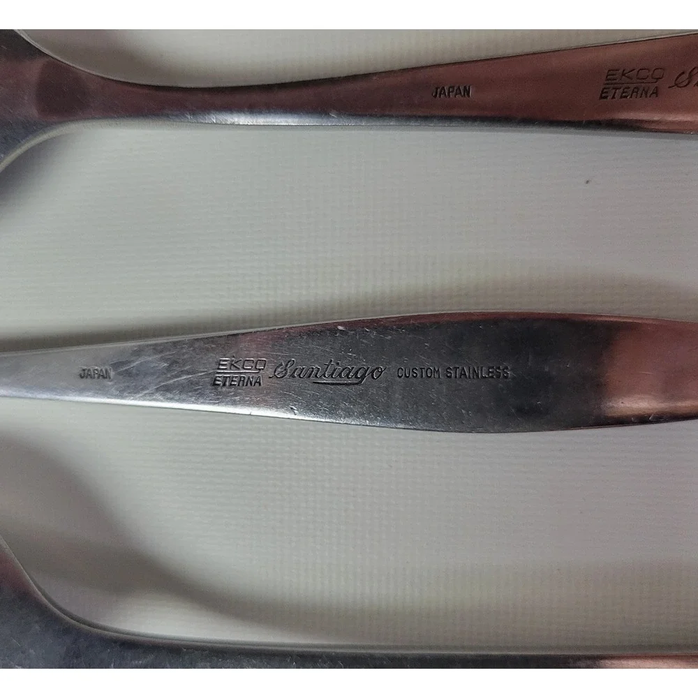 Vtg Ekco Eterna Santiago Stainless Place Soup Spoons Set of 7 Floral Rose Japan